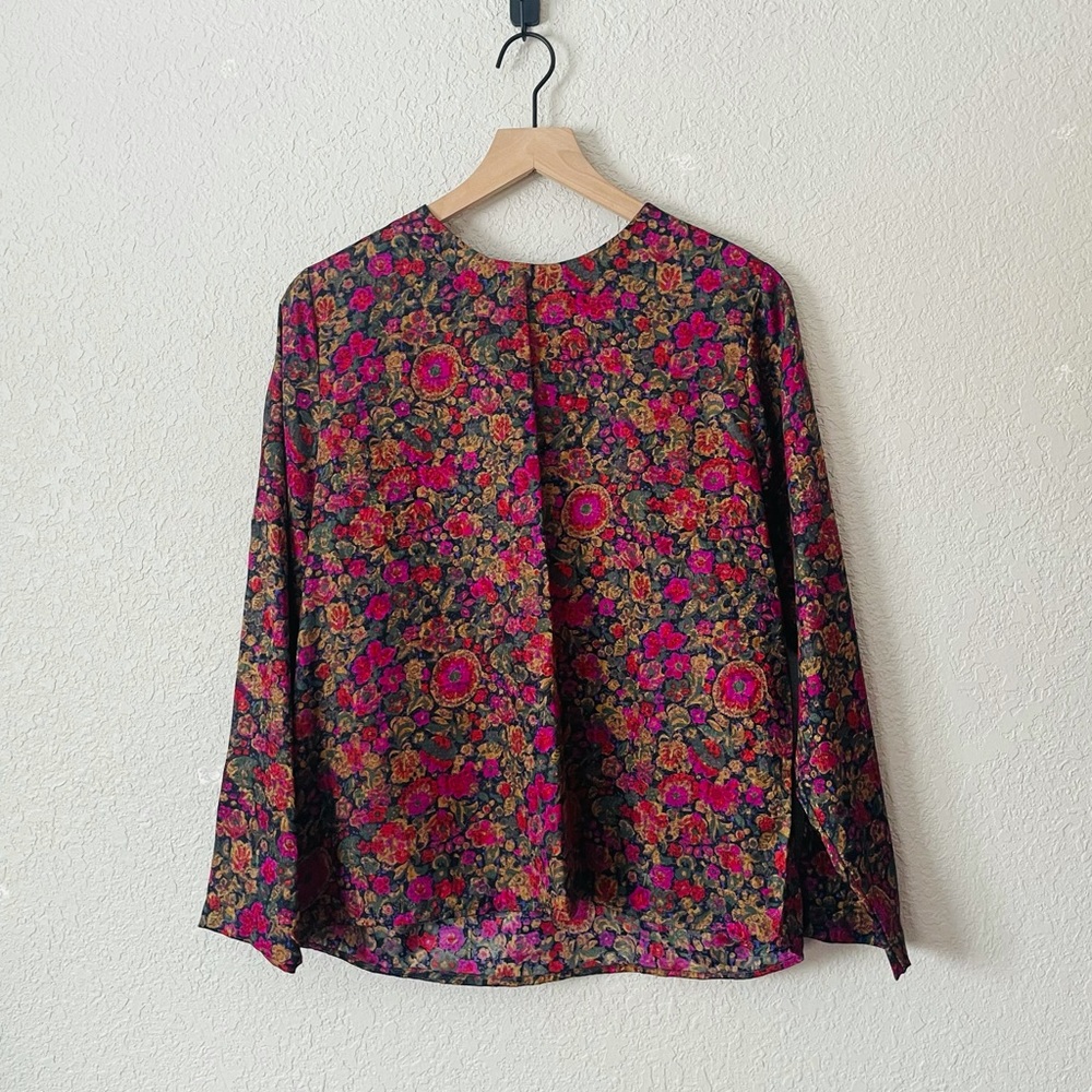 Vintage Gianna Pink Moody Floral Blouse